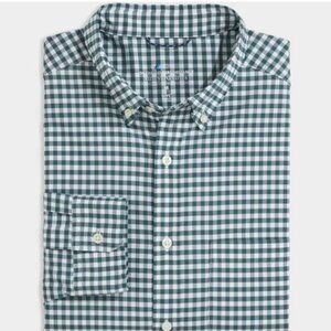 Vineyard Vines Men's Green Gingham On-The-Go Brrr Shirt